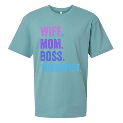 Wife Mom Boss Therapist Funny Mom Wife Sayings Gift Sueded Cloud Jersey T-Shirt