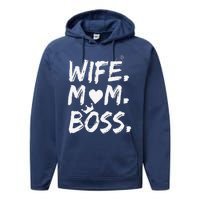 Wife Mom Boss Funny Mothers Day Performance Fleece Hoodie