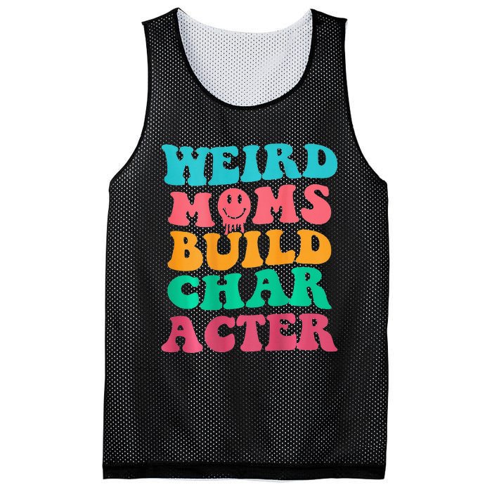 Weird Moms Build Character, Funny Mother's Day, Trendy Weird Mesh Reversible Basketball Jersey Tank