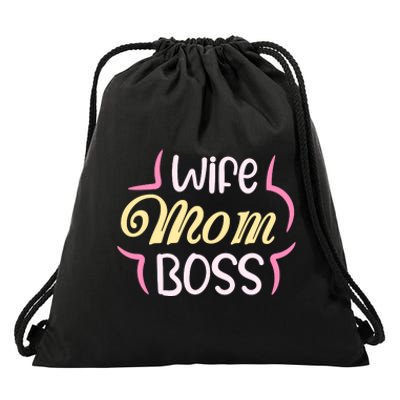 Wife Mom Boss T Drawstring Bag