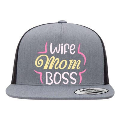 Wife Mom Boss T Flat Bill Trucker Hat