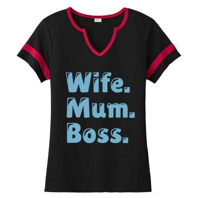 Wife Mom Boss Gift Ladies Halftime Notch Neck Tee