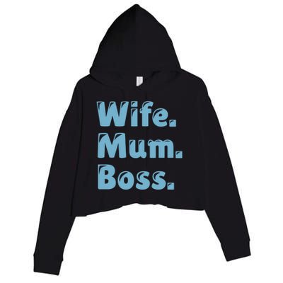 Wife Mom Boss Gift Crop Fleece Hoodie