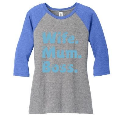 Wife Mom Boss Gift Women's Tri-Blend 3/4-Sleeve Raglan Shirt