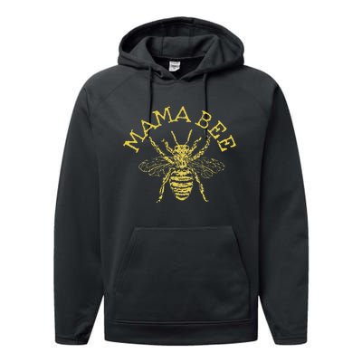 Womens Mama Bee Cute Funny Beekeeper Mother's Day Bee Lover Gift Performance Fleece Hoodie