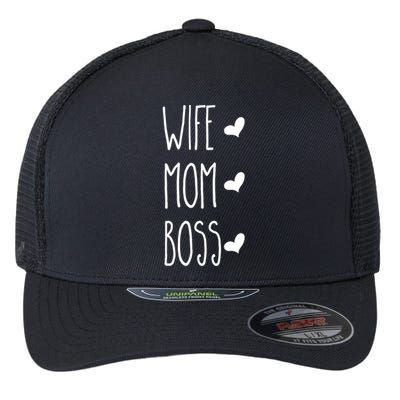 Wife Mom Boss Gift Cool Mother's Day Gift Flexfit Unipanel Trucker Cap