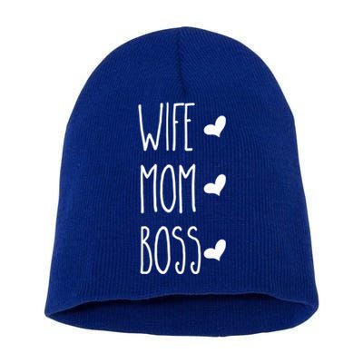 Wife Mom Boss Gift Cool Mother's Day Gift Short Acrylic Beanie