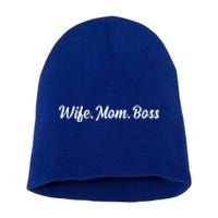 Wife Mom Boss Mother's Day Tee Mommy Mama Gift Short Acrylic Beanie