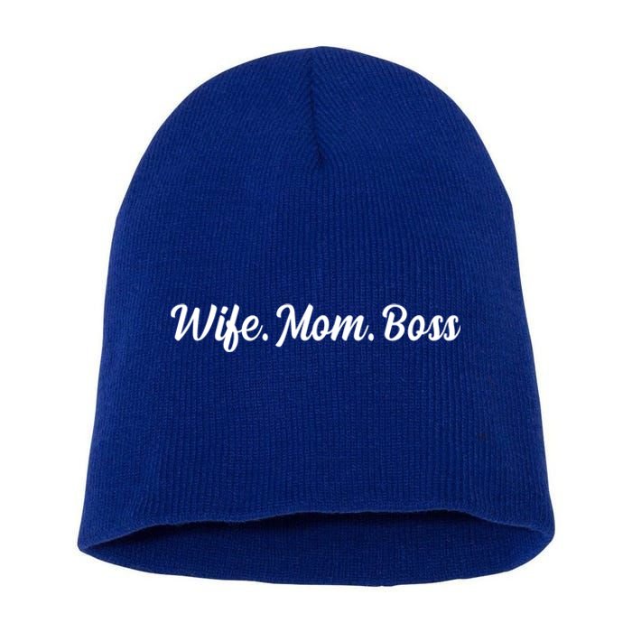 Wife Mom Boss Mother's Day Tee Mommy Mama Gift Short Acrylic Beanie