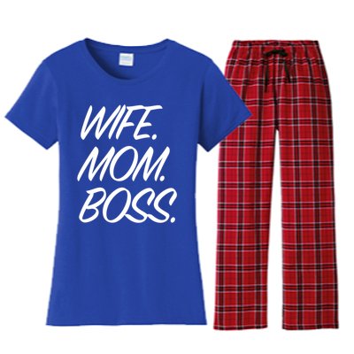 Wife Mom Boss Funny Mothers Day Gift Funny Gift Women's Flannel Pajama Set