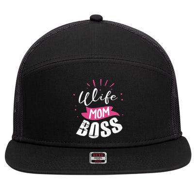 Wife Mom Boss Wife Mum Chef Meaningful Gift 7 Panel Mesh Trucker Snapback Hat