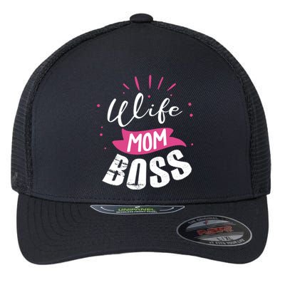 Wife Mom Boss Wife Mum Chef Meaningful Gift Flexfit Unipanel Trucker Cap