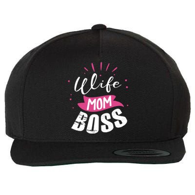 Wife Mom Boss Wife Mum Chef Meaningful Gift Wool Snapback Cap