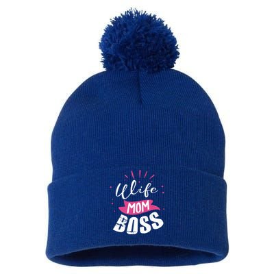 Wife Mom Boss Wife Mum Chef Meaningful Gift Pom Pom 12in Knit Beanie