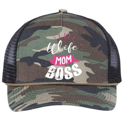 Wife Mom Boss Wife Mum Chef Meaningful Gift Retro Rope Trucker Hat Cap