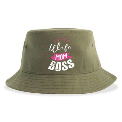 Wife Mom Boss Wife Mum Chef Meaningful Gift Sustainable Bucket Hat