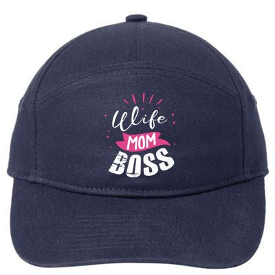 Wife Mom Boss Wife Mum Chef Meaningful Gift 7-Panel Snapback Hat