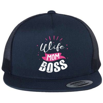 Wife Mom Boss Wife Mum Chef Meaningful Gift Flat Bill Trucker Hat