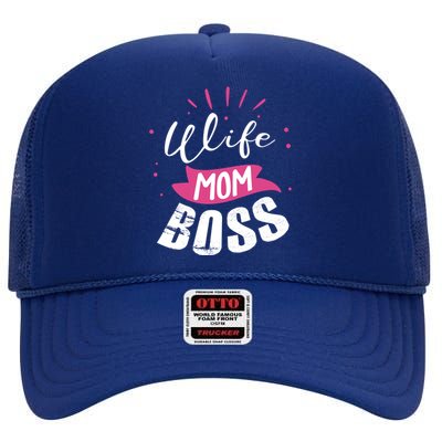 Wife Mom Boss Wife Mum Chef Meaningful Gift High Crown Mesh Back Trucker Hat