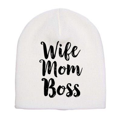 Wife Mom Boss Mothers Day Gift Mommy Mama Momma Short Acrylic Beanie