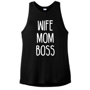 Wife Mom Boss Mother's Funny Statet Cute Gift Ladies PosiCharge Tri-Blend Wicking Tank