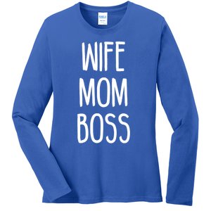 Wife Mom Boss Mother's Funny Statet Cute Gift Ladies Long Sleeve Shirt