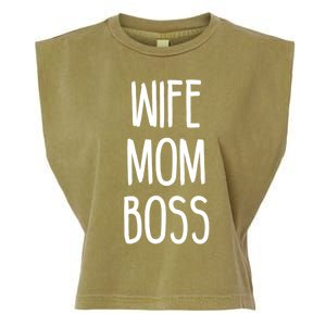 Wife Mom Boss Mother's Funny Statet Cute Gift Garment-Dyed Women's Muscle Tee