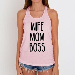 Wife Mom Boss Mother's Funny Statet Cute Gift Women's Knotted Racerback Tank