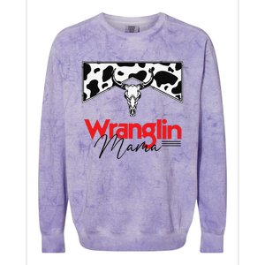 Wrangling Mama Bull Skull Leopard Western Mother's Day Colorblast Crewneck Sweatshirt