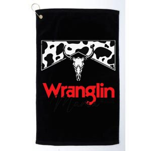 Wrangling Mama Bull Skull Leopard Western Mother's Day Platinum Collection Golf Towel