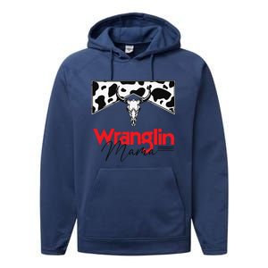 Wrangling Mama Bull Skull Leopard Western Mother's Day Performance Fleece Hoodie