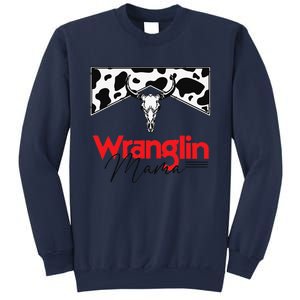 Wrangling Mama Bull Skull Leopard Western Mother's Day Sweatshirt