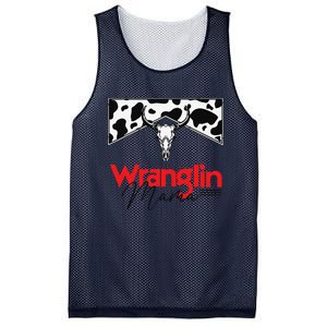 Wrangling Mama Bull Skull Leopard Western Mother's Day Mesh Reversible Basketball Jersey Tank