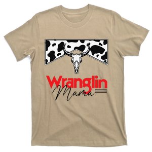 Wrangling Mama Bull Skull Leopard Western Mother's Day T-Shirt