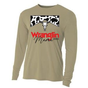 Wrangling Mama Bull Skull Leopard Western Mother's Day Cooling Performance Long Sleeve Crew