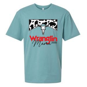 Wrangling Mama Bull Skull Leopard Western Mother's Day Sueded Cloud Jersey T-Shirt