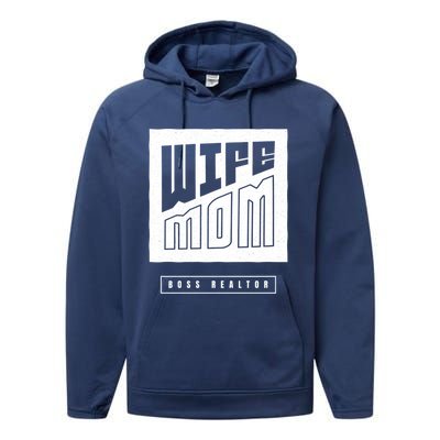 Wife Mom Boss Realtor Female Career Agents Gift Performance Fleece Hoodie