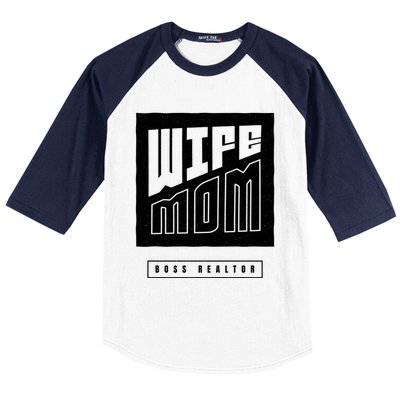 Wife Mom Boss Realtor Female Career Agents Gift Baseball Sleeve Shirt