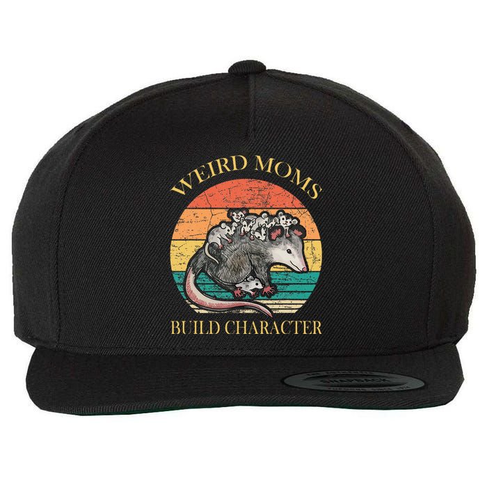 Weird Moms Build Character Opossum Wool Snapback Cap