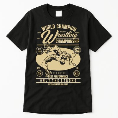 Wrestling Men Boy Wrestle Retro Wrestler Funny Wrestling Tall T-Shirt