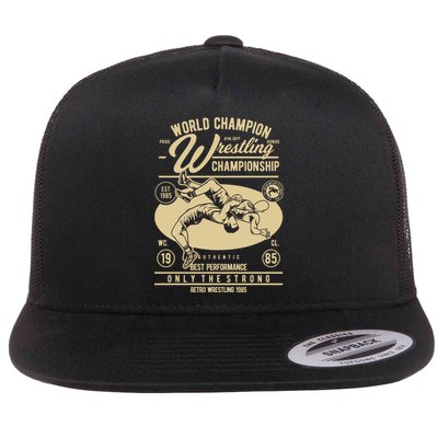 Wrestling Men Boy Wrestle Retro Wrestler Funny Wrestling Flatbill Hat
