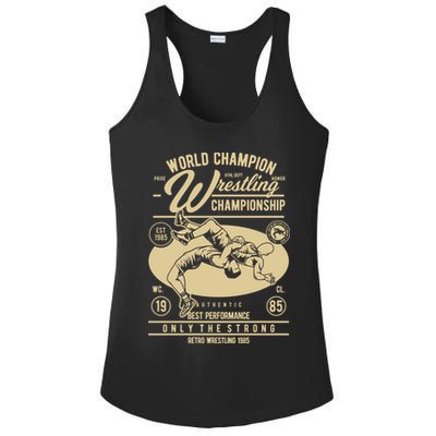 Wrestling Men Boy Wrestle Retro Wrestler Funny Wrestling Ladies PosiCharge Competitor Racerback Tank