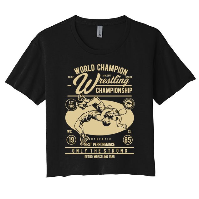 Wrestling Men Boy Wrestle Retro Wrestler Funny Wrestling Crop Top