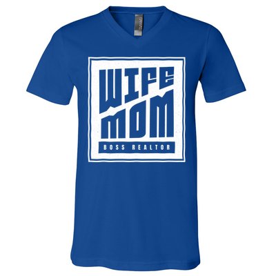 Wife Mom Boss Realtor Female Career Agents Gift V-Neck T-Shirt