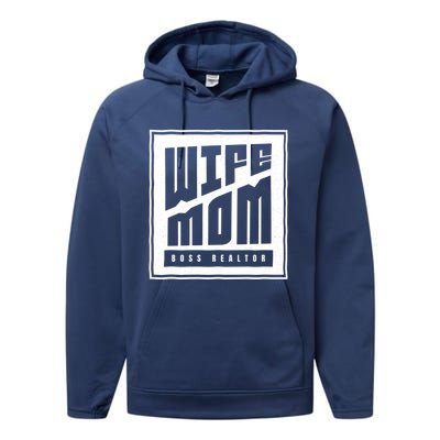 Wife Mom Boss Realtor Female Career Agents Gift Performance Fleece Hoodie