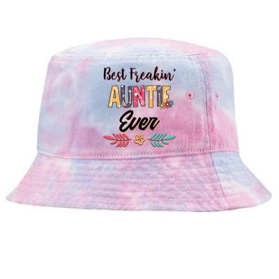 Wo Mom Best Freakin Auntie Ever Floral Arcool Gift Great Gift Tie-Dyed Bucket Hat