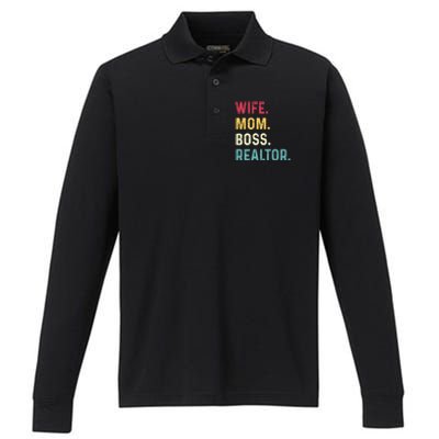 Wife Mom Boss Realtor Female Funny Gift Performance Long Sleeve Polo