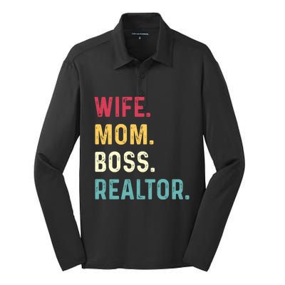 Wife Mom Boss Realtor Female Funny Gift Silk Touch Performance Long Sleeve Polo