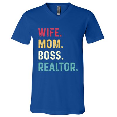 Wife Mom Boss Realtor Female Funny Gift V-Neck T-Shirt