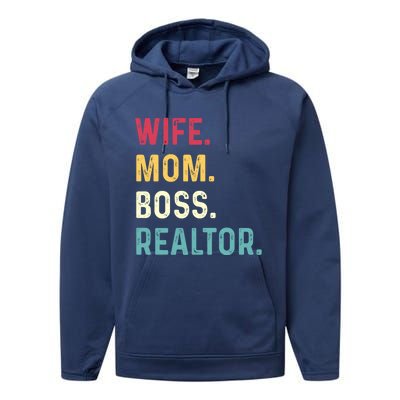 Wife Mom Boss Realtor Female Funny Gift Performance Fleece Hoodie